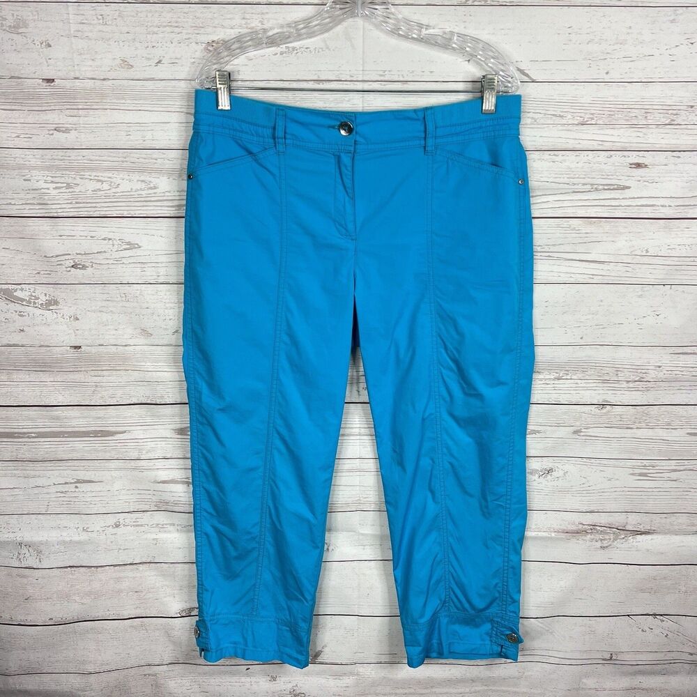 Chico’s Womens Summer Cool Cotton Utility Crop Pants Size 1 US Medium/8 Blue